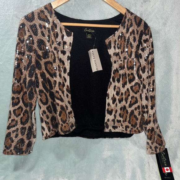 Brand New Leopard Print Sequin Cardigan - Picture 1 of 3